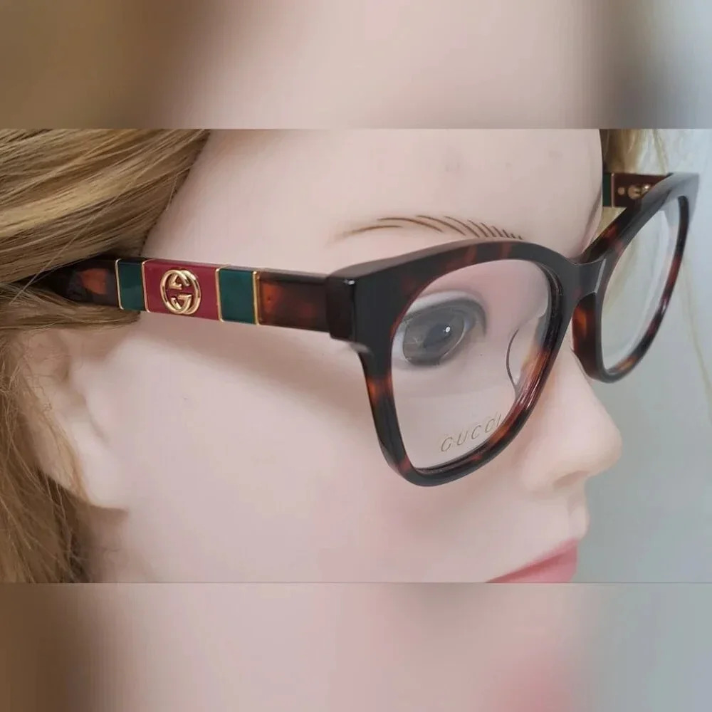 NWT Gucci Women's Eye Glasses  Frames Cat Eye Dark Havana Gold GG0600O 54-18-140 - Picture 5 of 16